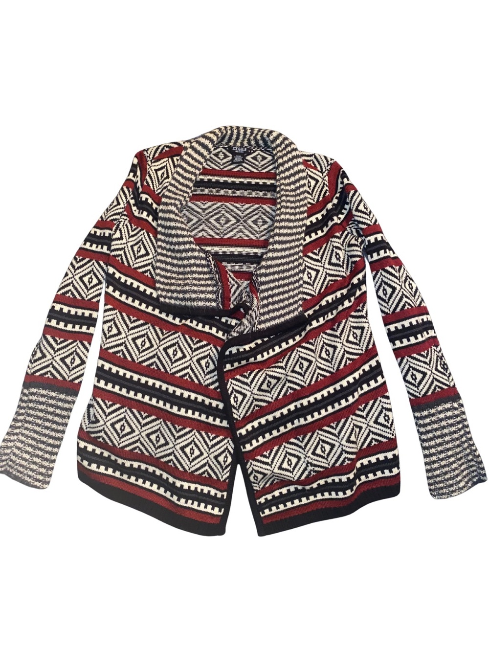Joe & Elle Womens XS Geometric Aztec Cardigan Sweater Shawl Collar Boho Knit